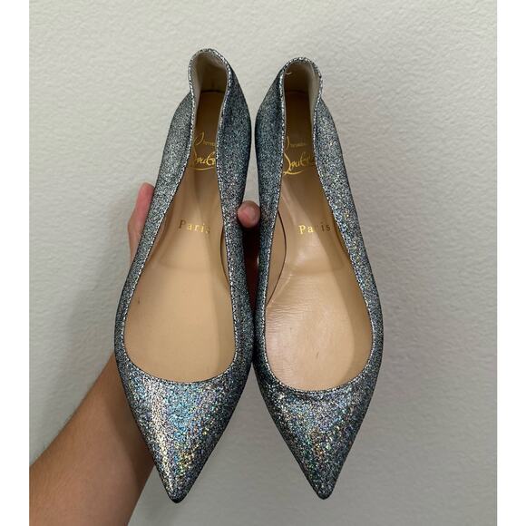Christian Louboutin Ballalla Silver Mica Glitter Ballerina Ballet Flat 36 - Picture 14 of 15